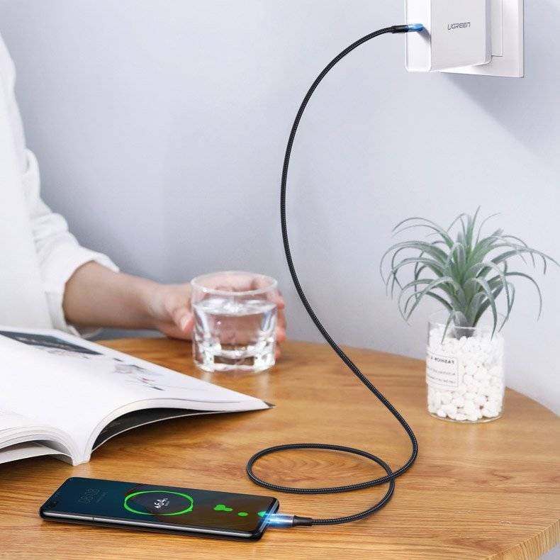 UGREEN USB-C to USB-C PD Fast Charging Cable 100W 1M For Laptops & Phones - كابل شحن يوجرين USB-C إلى USB-C 100 واط 1 متر للابتوب والهواتف