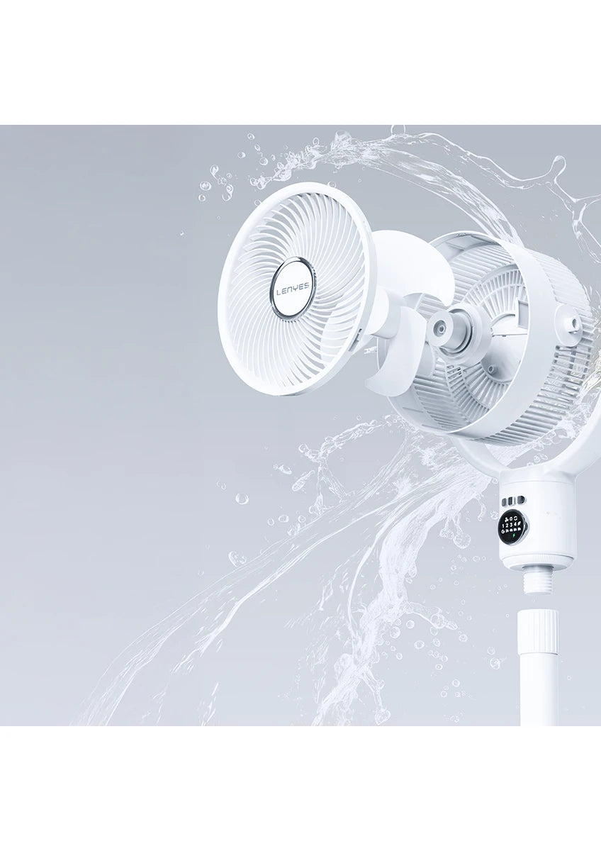 Lenyes LHF10 مروحة LED رقمية 10 إنش 5 سرعات بجسم قابل للتمديد وريموت كنترول - أبيض | Lenyes LHF10 10-Inch Digital LED 5-Speed Extendable Tower Fan with Remote - White