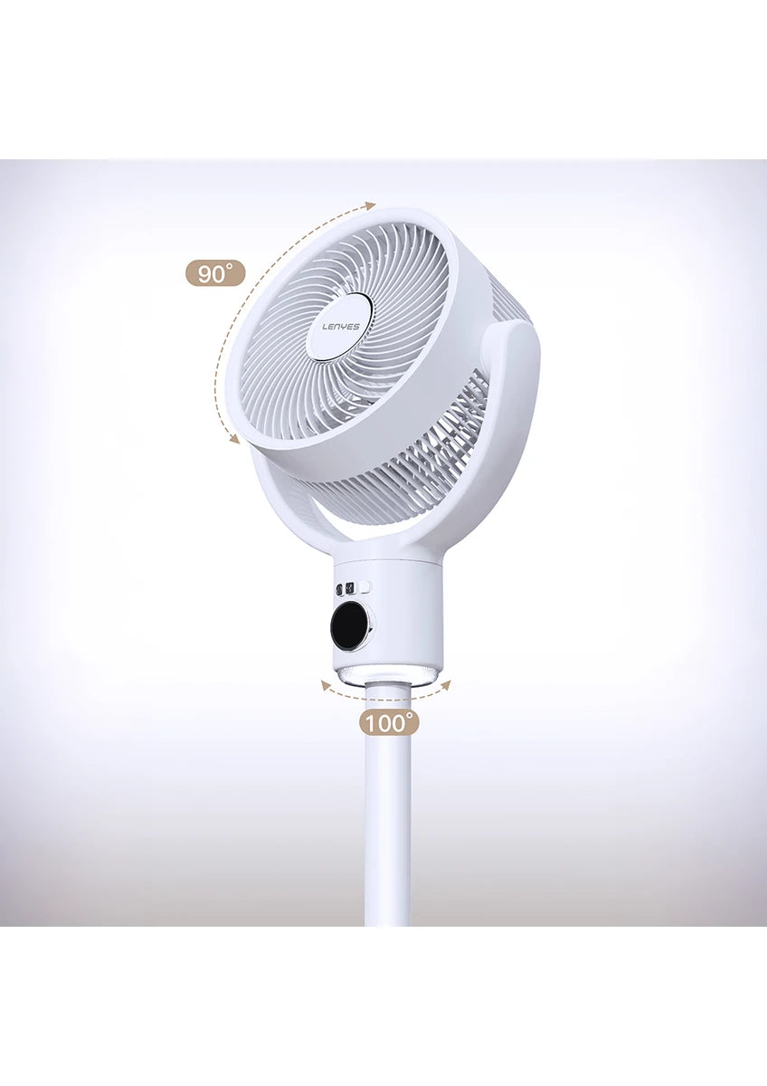 Lenyes LHF10 مروحة LED رقمية 10 إنش 5 سرعات بجسم قابل للتمديد وريموت كنترول - أبيض | Lenyes LHF10 10-Inch Digital LED 5-Speed Extendable Tower Fan with Remote - White