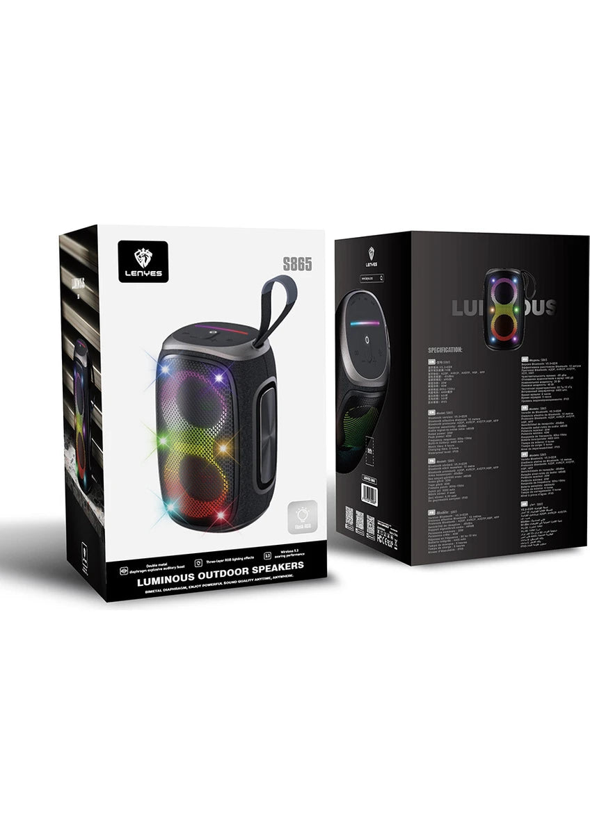Lenyes S865 مكبر صوت بلوتوث 40W | إضاءة RGB | TWS | مداخل متعددة | Bluetooth 5.3 | Wireless Speaker