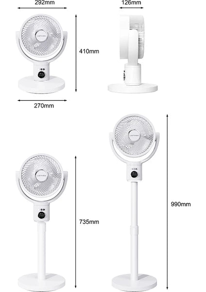 Lenyes LHF10 مروحة LED رقمية 10 إنش 5 سرعات بجسم قابل للتمديد وريموت كنترول - أبيض | Lenyes LHF10 10-Inch Digital LED 5-Speed Extendable Tower Fan with Remote - White