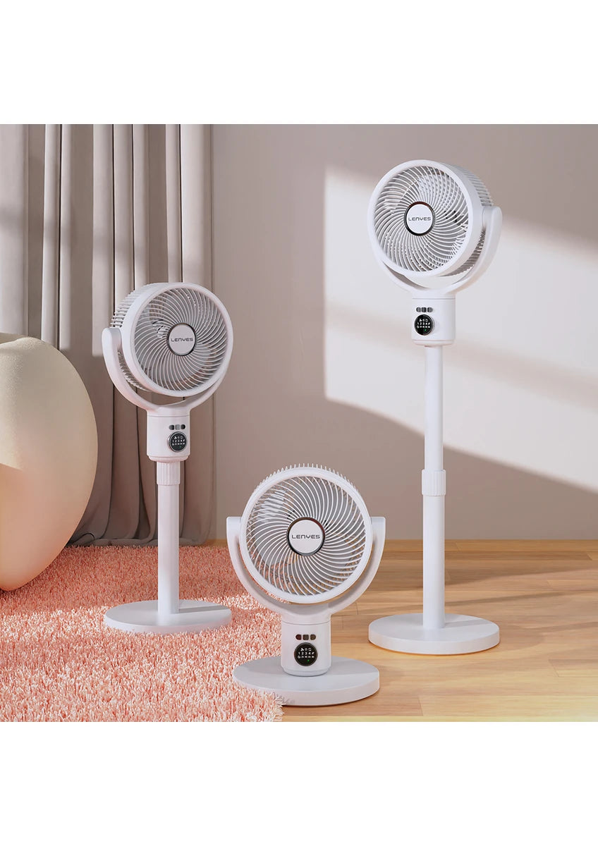 Lenyes LHF10 مروحة LED رقمية 10 إنش 5 سرعات بجسم قابل للتمديد وريموت كنترول - أبيض | Lenyes LHF10 10-Inch Digital LED 5-Speed Extendable Tower Fan with Remote - White