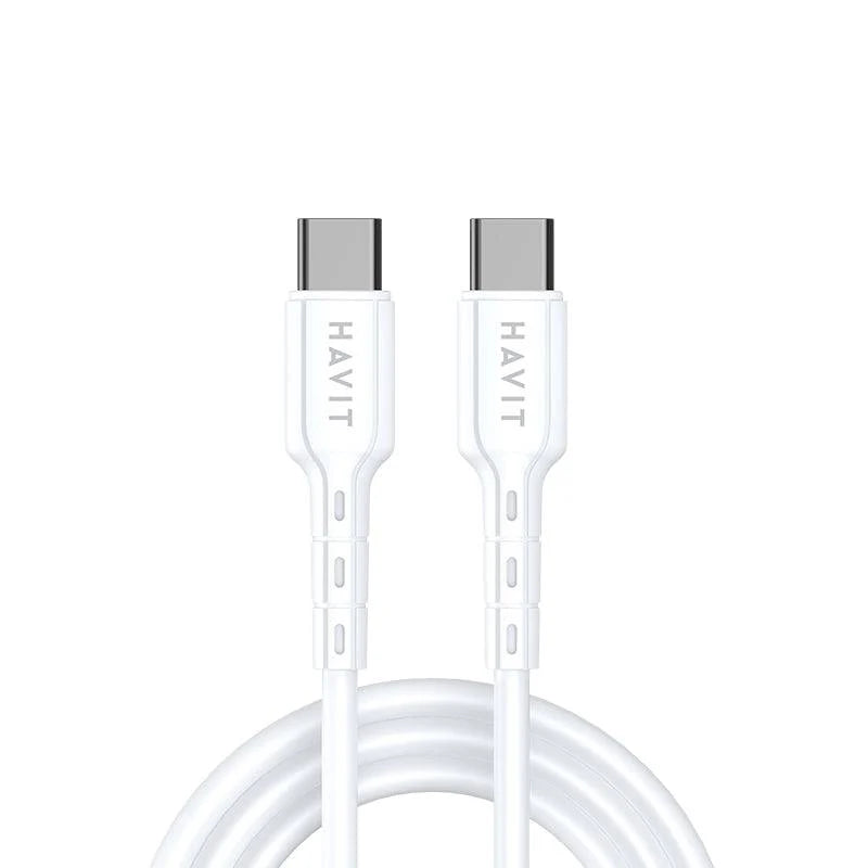 كيبل هافيت CB6235 تايب سي الى تايب سي بقدرة شحن 60 واط وبطول 1 متر | Havit CB6235 USB-C to USB-C Cable – 60W Fast Charging 1m