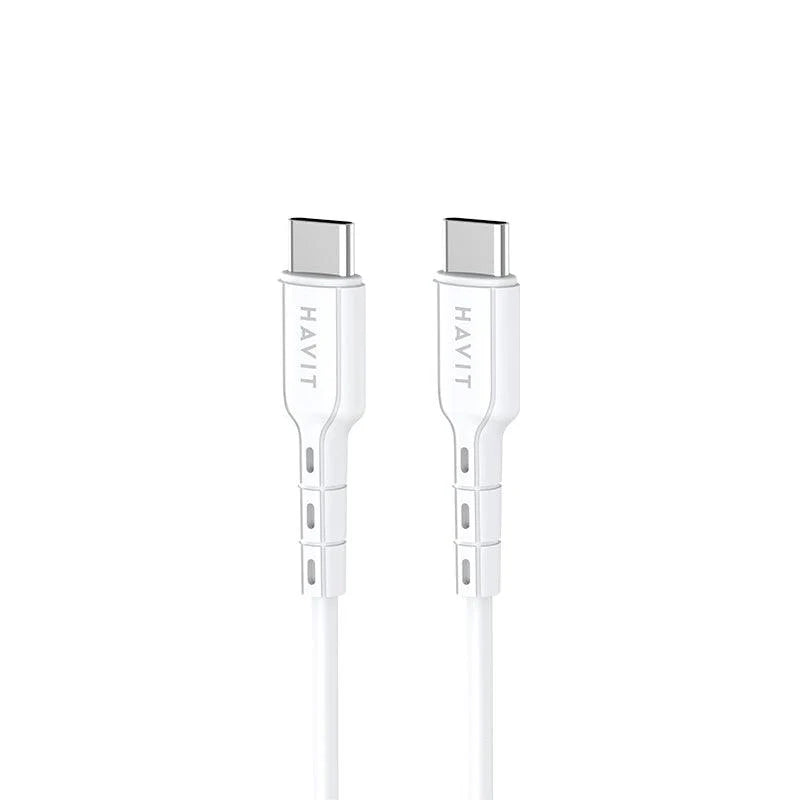 كيبل هافيت CB6235 تايب سي الى تايب سي بقدرة شحن 60 واط وبطول 1 متر | Havit CB6235 USB-C to USB-C Cable – 60W Fast Charging 1m