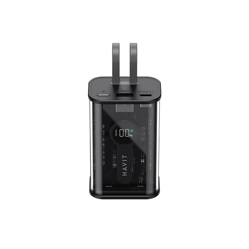 Bankeya Hêzê ya Havit PB94 10,000mAh 20W bi Kabloyên USB-C û LTG yên Çêkirî - Bankeya Hêzê ya Havit 10,000mAh 20W bi Kabloyên USB-C û LTG yên Çêkirî
