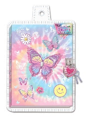 مفكرة بقفل ومفاتيح بتصميم تاي داي باترفلاي | Hot Focus Diary with Lock & Keys Tie Dye Butterfly