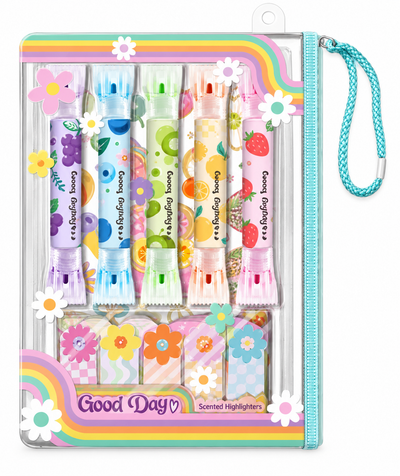 مجموعة أقلام ماركر معطرة مزدوجة بتصميم غود داي | Hot Focus Scented Dual Fun Markers Good Day