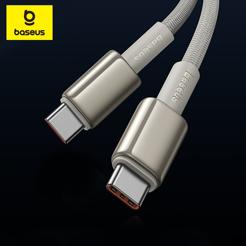 Baseus Tungsten Gold USB-C to USB-C Cable 100W 1m - Navy Blue | كابل تايب سي بيسوس تنجستن جولد شحن سريع 100 واط 1 متر - أزرق
