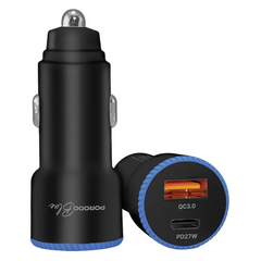 Porodo Blue Graz 45W Dual USB Car Charger Black