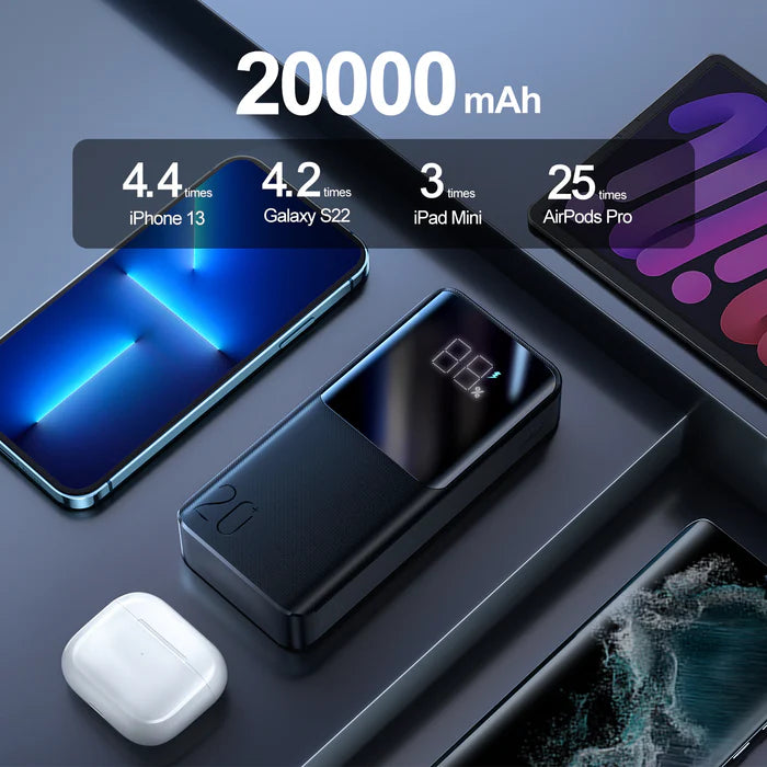 Bankeya Hêzê ya Joyroom 20000mAh, Şarjkirina Bilez a 22.5W - Reş | JOYROOM JR-QP192 Bankeya Hêzê ya 22.5W 20000mAh - Reş