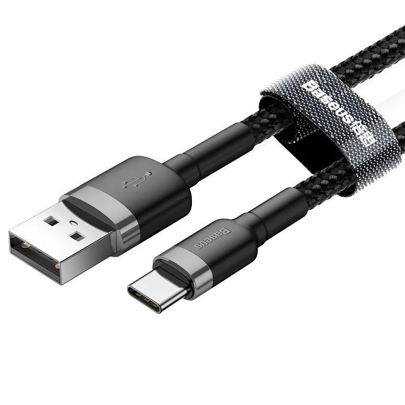 Baseus Cafule USB to USB-C Cable 3A Quick Charge 1m Black | كابل تايب سي بيسوس كافول شحن سريع 3 أمبير 1 متر - أسود
