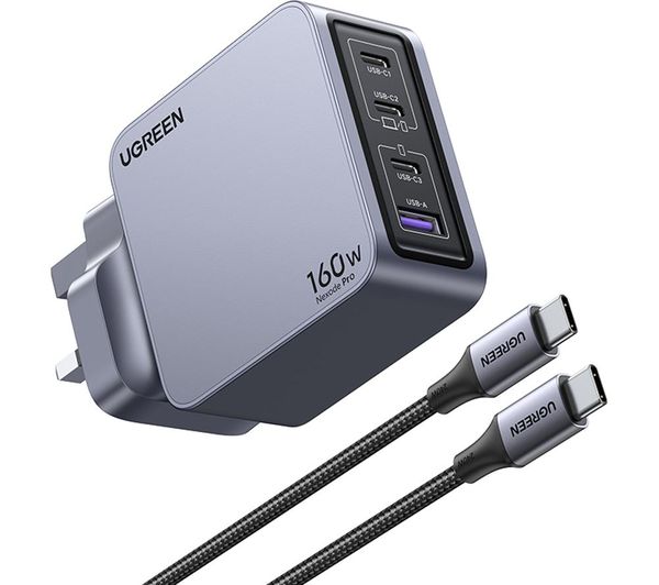 شاحن يوجرين نيكسود برو GaN 160 واط 4 منافذ شحن فائق السرعة | UGREEN Nexode Pro 160W 4-Port GaN Fast Charger