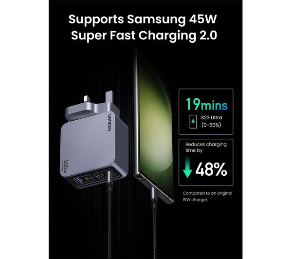 شاحن يوجرين نيكسود برو GaN 160 واط 4 منافذ شحن فائق السرعة | UGREEN Nexode Pro 160W 4-Port GaN Fast Charger
