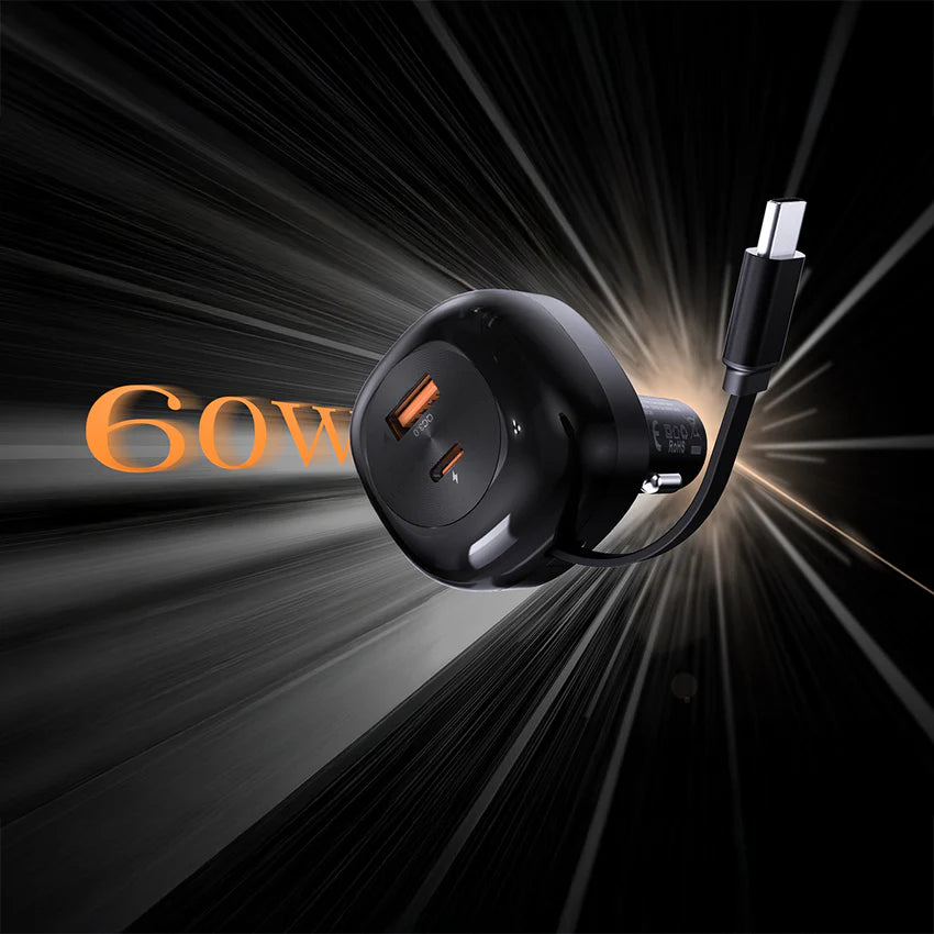 Lenyes CA59 60W PD Car Charger USB-C + USB-A - شاحن سيارة لينيس CA59 60 واط