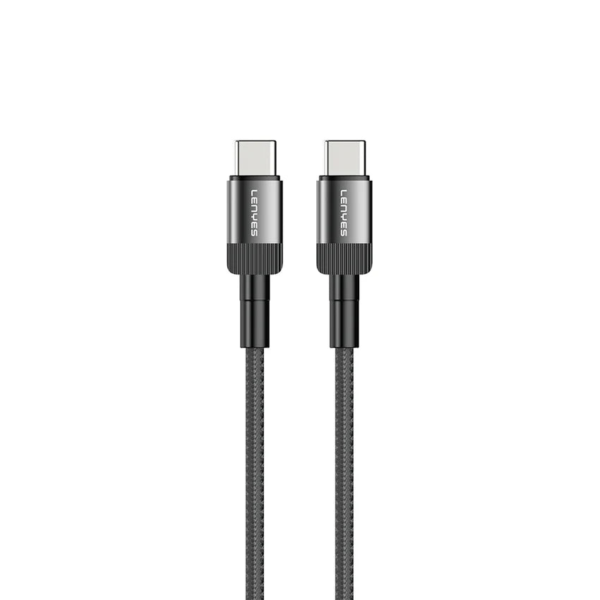 كابل شحن سريع Lenyes LC546 مضفر Type-C إلى Type-C 60W ألومنيوم 1 متر | Lenyes LC546 Braided Type-C to Type-C Fast Charging Cable 60W 1M