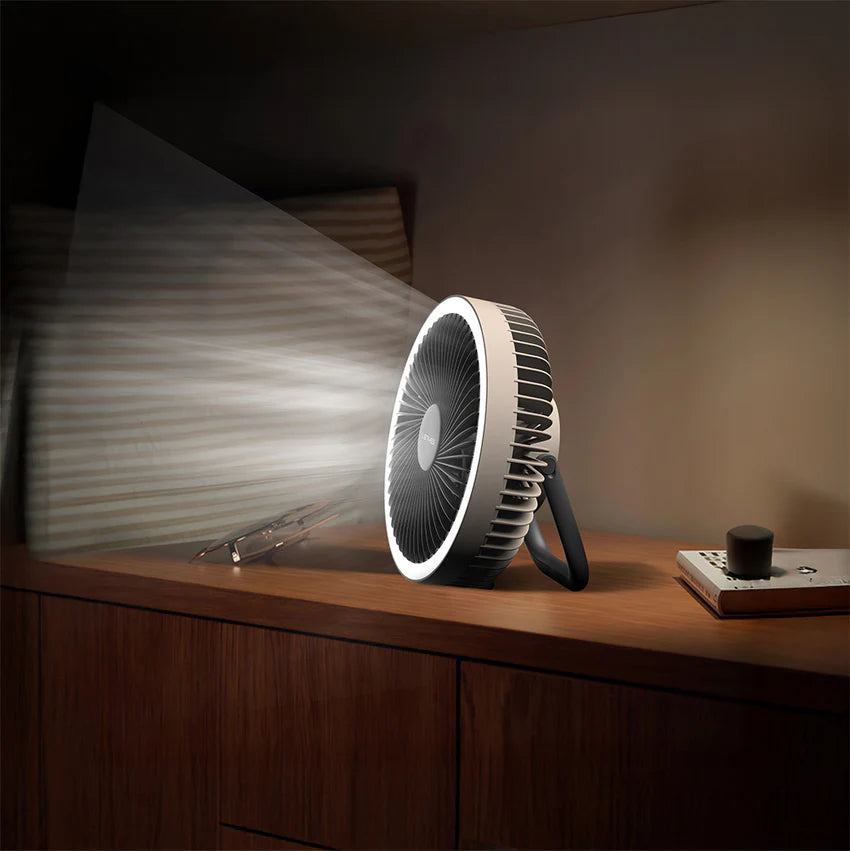 Lenyes LHF11 مروحة تبريد صامتة | 4 سرعات | بطارية 8000mAh | LED | Power Bank | Portable Fan with LED