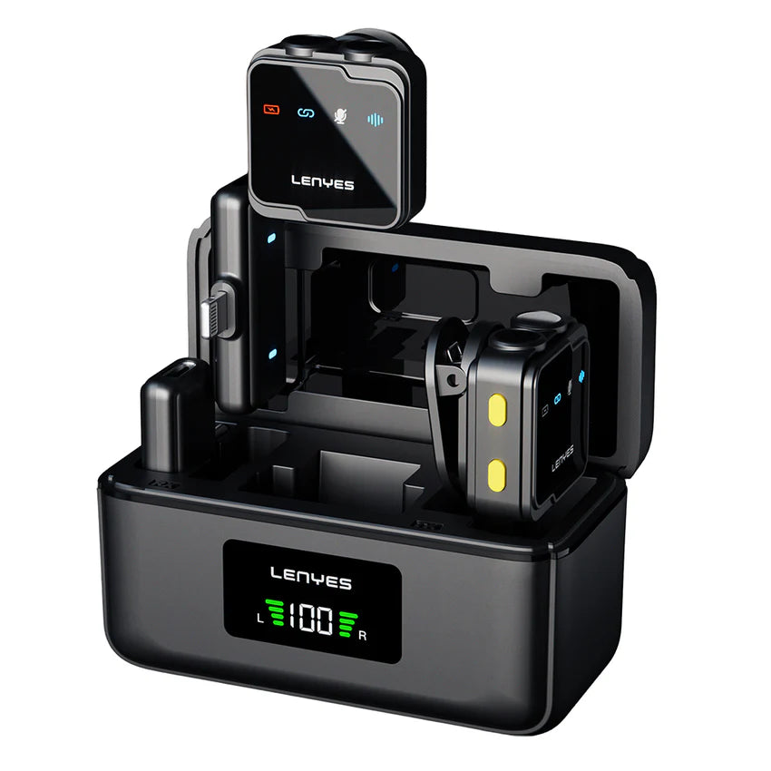 ميكروفون لاسلكي Lenyes LM205 ثنائي Type-C وLightning بإلغاء ضوضاء بالذكاء الاصطناعي 6 ساعات | Lenyes LM205 Dual Wireless Mic Type-C Lightning AI Noise Cancelling 6H