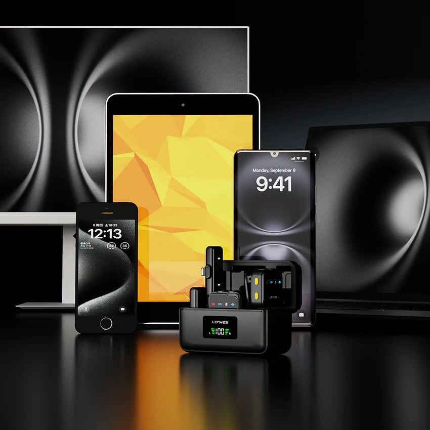 ميكروفون لاسلكي Lenyes LM205 ثنائي Type-C وLightning بإلغاء ضوضاء بالذكاء الاصطناعي 6 ساعات | Lenyes LM205 Dual Wireless Mic Type-C Lightning AI Noise Cancelling 6H