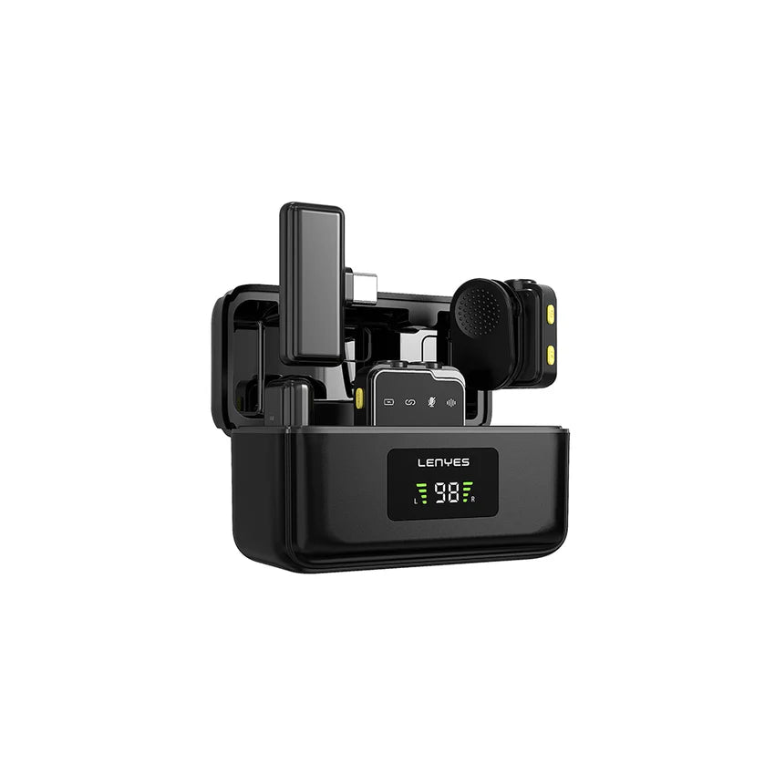 ميكروفون لاسلكي Lenyes LM205 ثنائي Type-C وLightning بإلغاء ضوضاء بالذكاء الاصطناعي 6 ساعات | Lenyes LM205 Dual Wireless Mic Type-C Lightning AI Noise Cancelling 6H