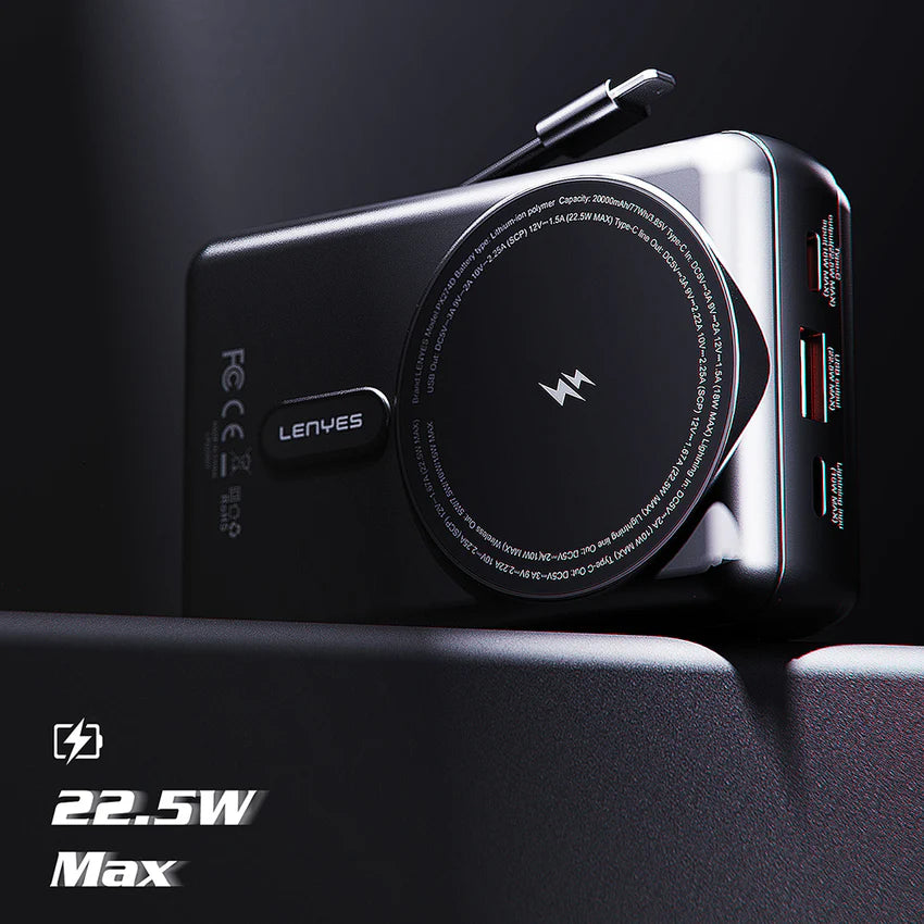 Lenyes PX274D Wireless Power Bank 20000mAh 22.5W Stand - بنك طاقة لاسلكي لينيس PX274D 20000 مللي أمبير