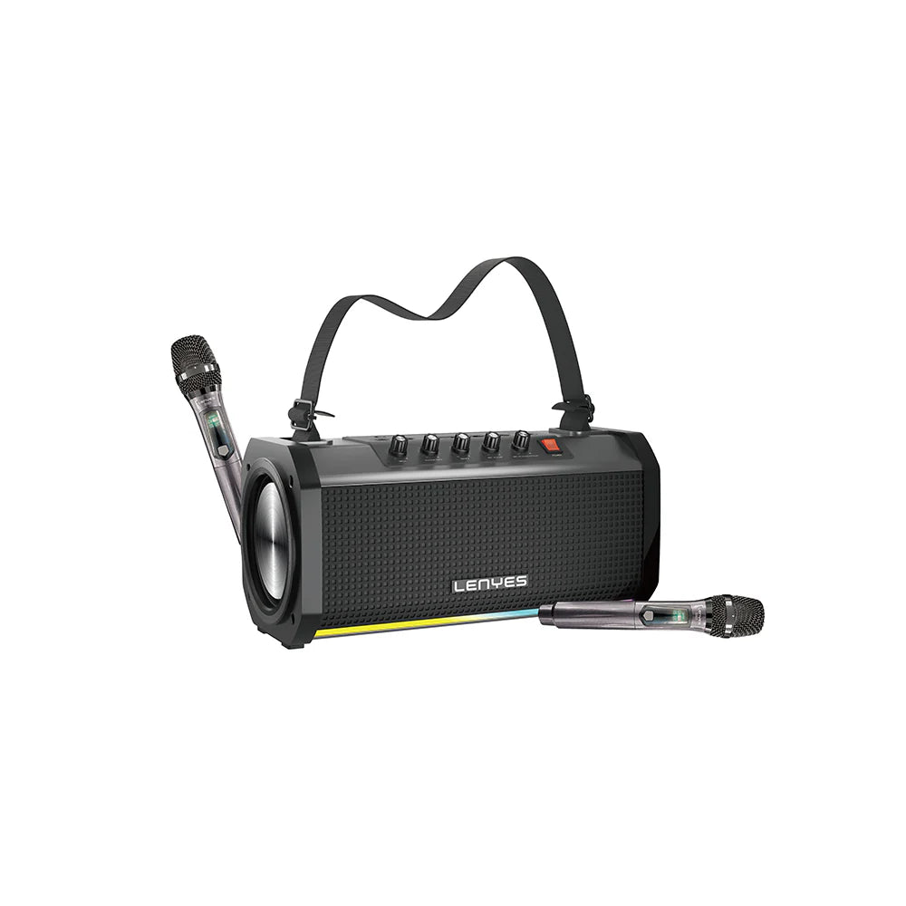 سبيكر LENYES S863 لاسلكي 160 واط مع مايكروفون كاريوكي واضائة RGB - اسود | LENYES S863 Bluetooth Speaker Karaoke 160W Portable Subwoofer Wireless TWS RGB Lighting + Mic - Black