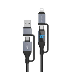 كابل شحن Lenyes LC542 شاشة رقمية 4 في 1 قدرة 100W منافذ USB-A وType-C وLightning نايلون 1متر | Lenyes LC542 4-in-1 Charging Cable 100W Digital Display USB-A Type-C Lightning Nylon 1M