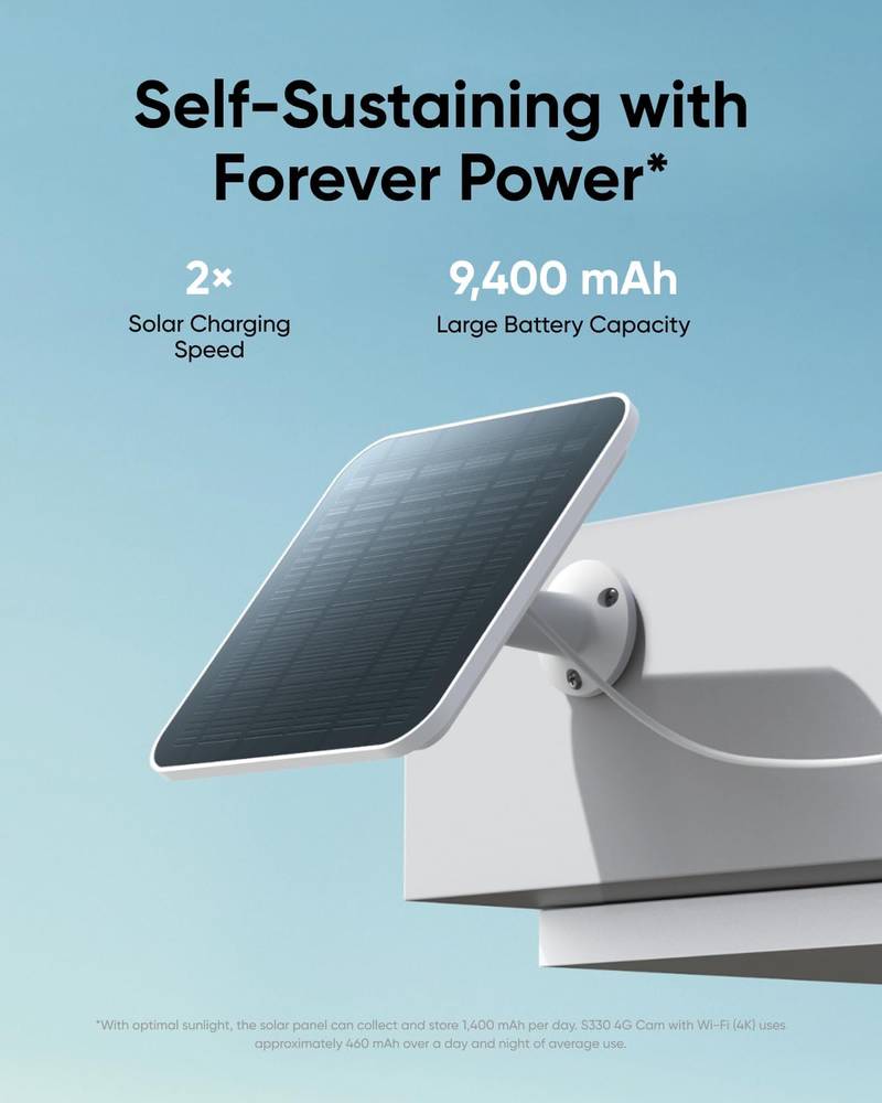 كاميرا مراقبة انكر يوفي 4G LTE S330, دقة 4K, تشغيل بالطاقة الشمسية | Anker Eufy 4G LTE Cam S330, 4K Solar Security Camera