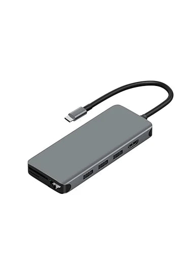WiWU Alpha 12-di-1 Type-C Hub Adaptera Laptopê USB C bo USB 3.0 HDMI - WiWU Alpha 12-di-1 Type-C Adaptera Laptopê USB C bo USB 3.0