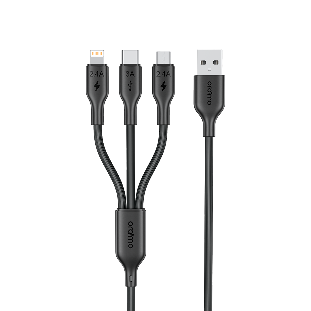 Oraimo OCD-118MCL 3-in-1 Cable Black - Product View