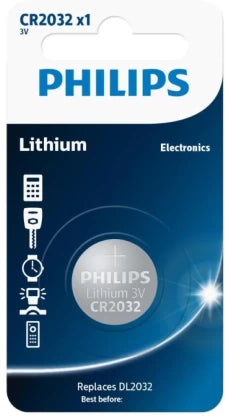بطارية ليثيوم CR2032 3 فولت قطعة واحدة فيليبس CR2032P1L/40 | Philips CR2032P1L/40 CR2032 3V Lithium Coin Battery 1 Pack — CR2032P1L/40