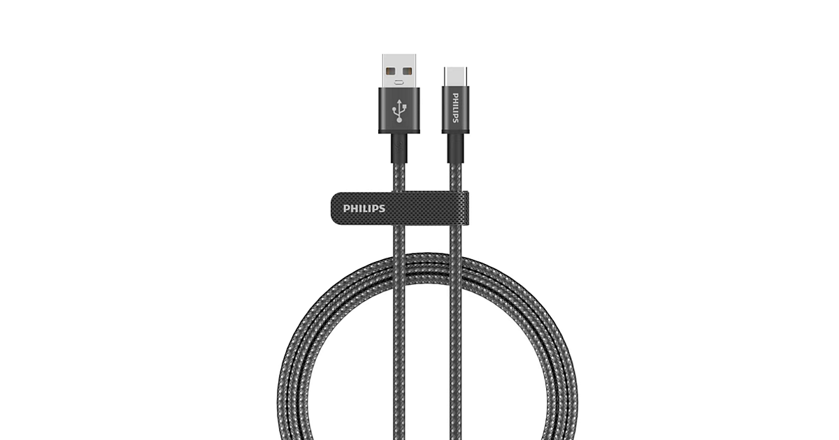كابل شحن USB-A إلى USB-C حتى 3 أمبير 1 متر فيليبس DLC5030A/00 | Philips DLC5030A/00 USB-A to USB-C Charging Cable — DLC5030A/00