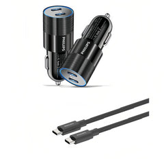 شاحن سيارة 60 واط مع كابل USB-C فيليبس DLP5521CC/00 | Philips DLP5521CC/00 60W Car Charger with USB-C Cable — DLP5521CC/00