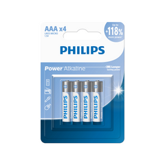 بطاريات AAA Extra Power عبوة 4 قطع فيليبس LR03P4B/40 | Philips LR03P4B/40 Extra Power AAA Batteries 4 Pack — LR03P4B/40
