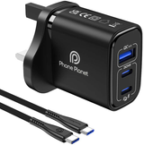 شاحن جداري PD بقدرة 30 واط مع كيبل USB-C من فون بلانيت PP-30WACC-UK | Phone Planet PP-30WACC-UK 30W PD UK Wall Charger with USB-C Cable