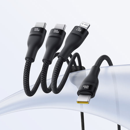 Baseus Flash Series 3 One-for-three Fast Charging Cable Type-C to C+C+L 100W 1.5m Cluster Black
