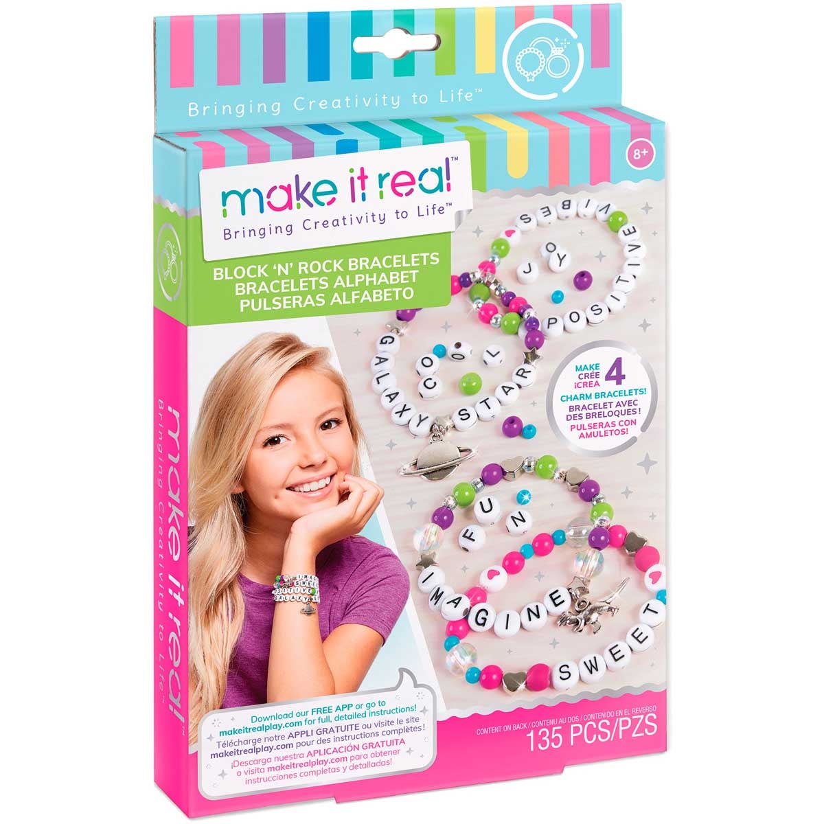 ميك إت ريل أساور بلوك آند روك بالحروف | Make It Real Block & Rock Charm Bracelets