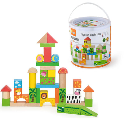 Viga Zoo Wooden Blocks 50 Pieces