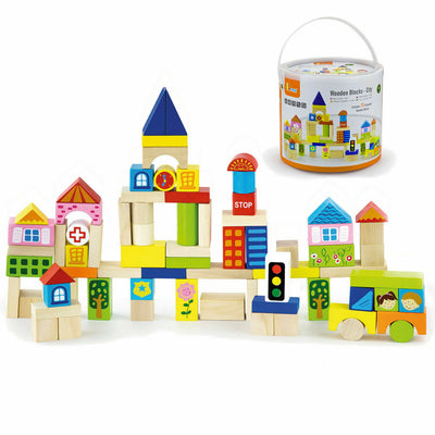 Viga City Wooden Blocks 75 Pieces