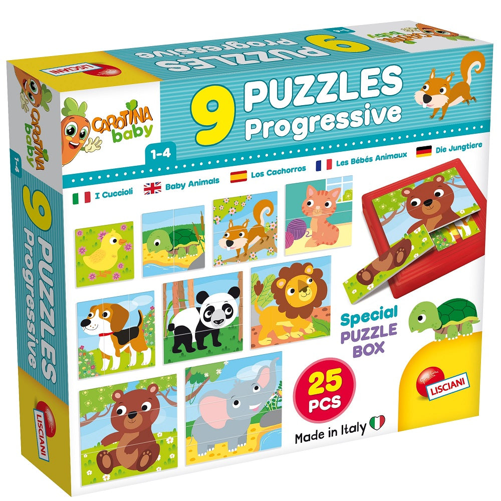 كاروتينا ألغاز صغار الحيوانات المتدرجة | Lisciani Carotina Baby Progressive Animal Puzzles
