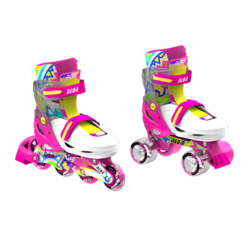 Yvolution Neon Combo 2-in-1 Skates US Size 3–6 Pink/Yellow