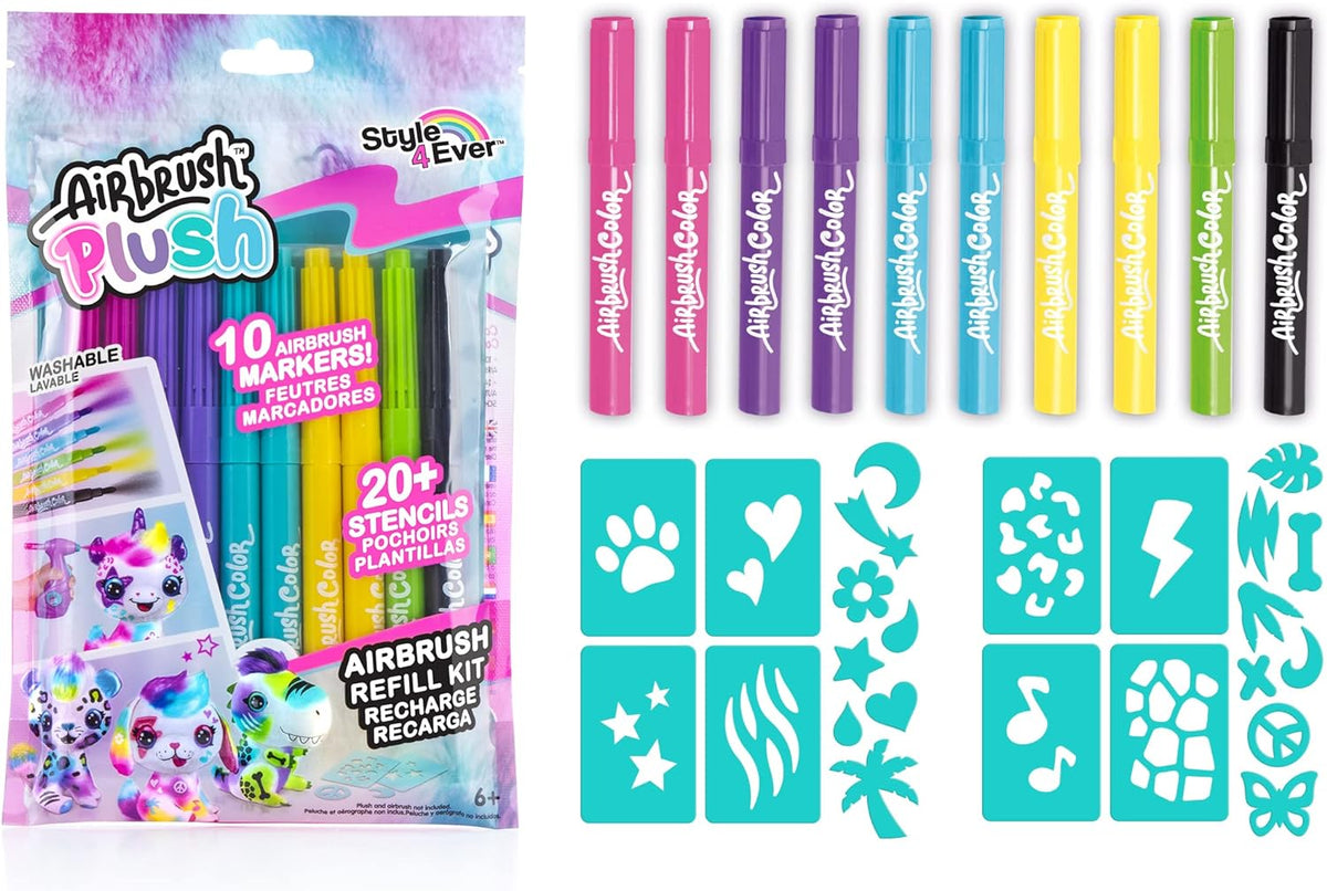 طقم إعادة تعبئة إيربرش بلاش 10 أقلام | Airbrush Plush Refill Kit 10 Markers