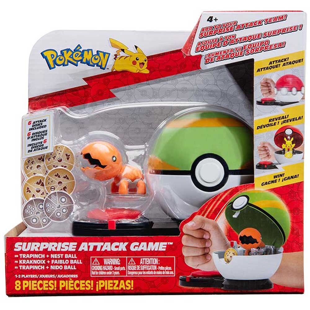 بوكيمون الهجوم المفاجئ ترابنتش مع نست بول | Pokémon Surprise Attack Game Trapinch & Nest Ball
