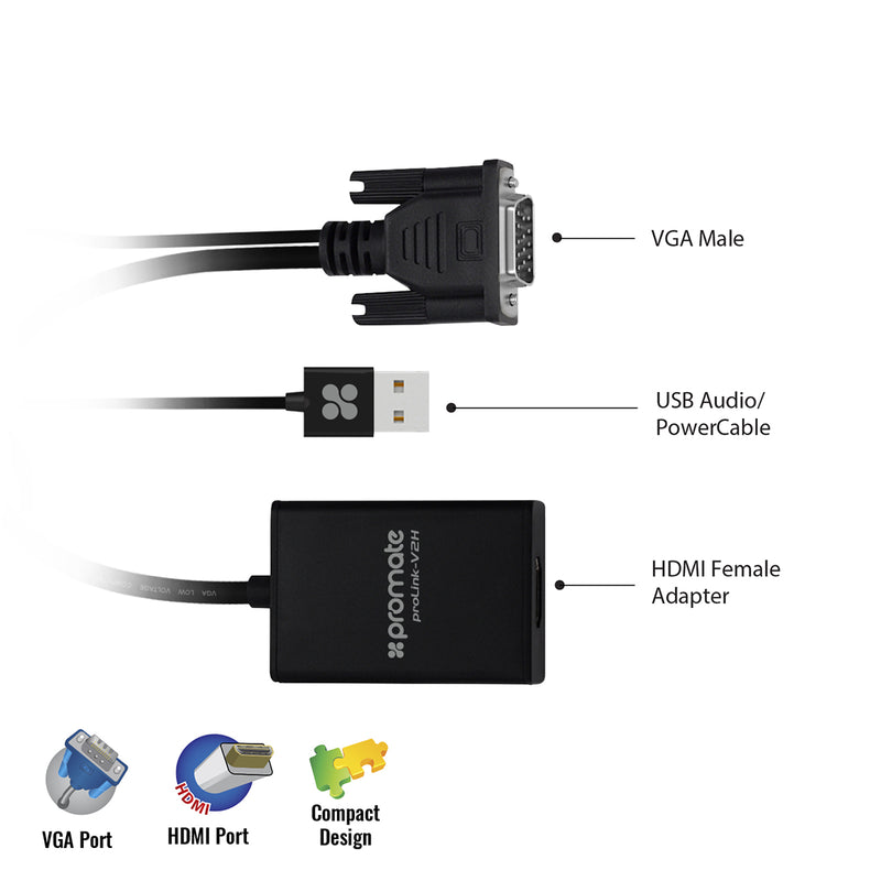 Promate ProLink-V2H VGA to HDMI adapter - angle view