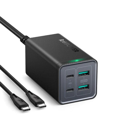 شاحن راف باور بمنفذين تايب سي ومنفذين يو اس بي اي وبقدرة شحن 120 واط | RAVPower 120W 4-Port Desktop USB Charging Station