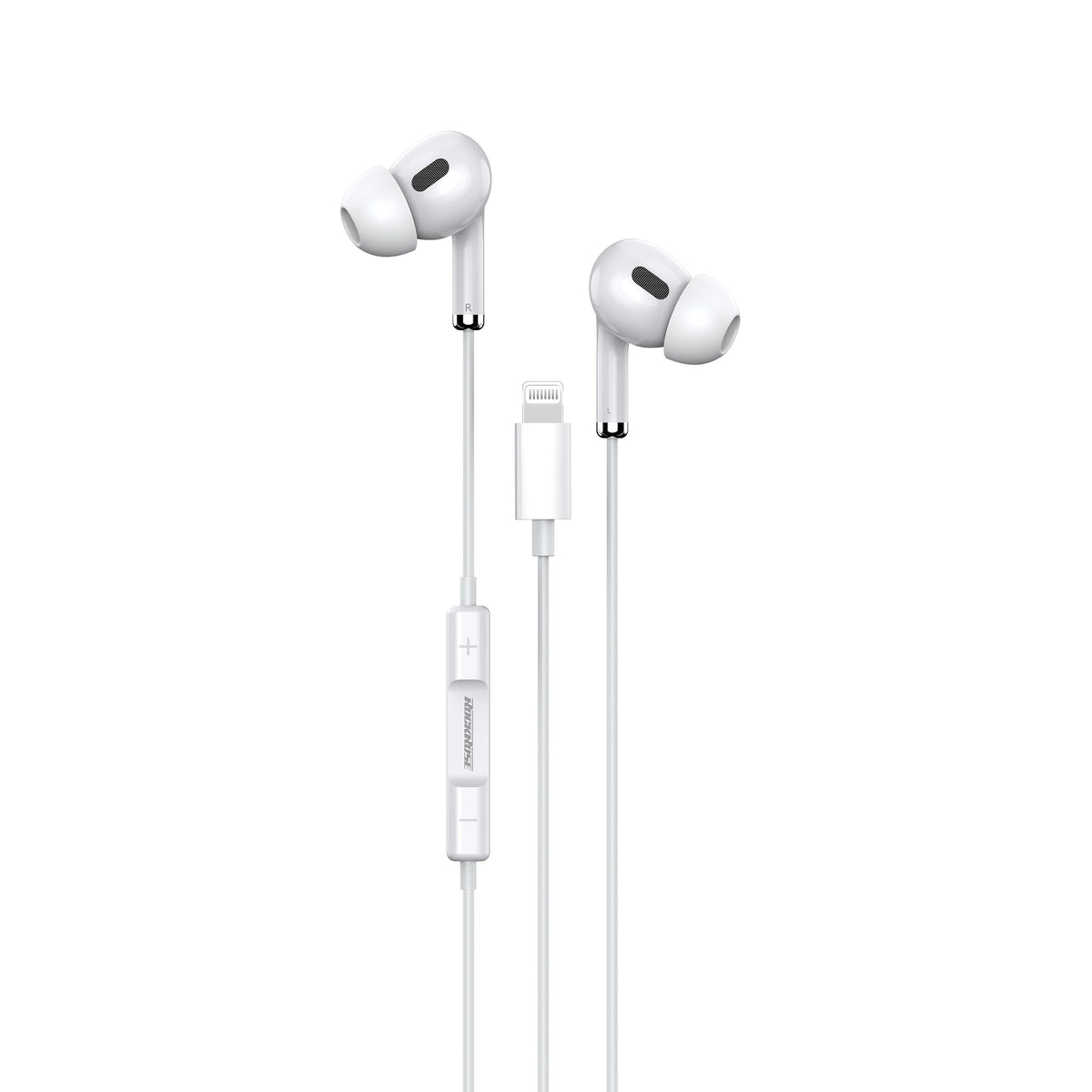 سماعات أذن سلكية Lightning بيضاء روك روز RRWE18 | RockRose Solo LT Lightning Earphones with DAC White