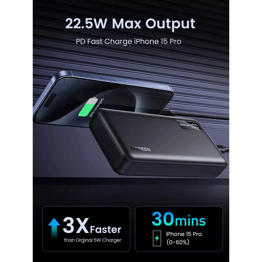 UGREEN 20000mAh Two-way Fast Charging Power Bank - بطارية محمولة يوجرين 20000 مللي أمبير شحن سريع ثنائي الاتجاه