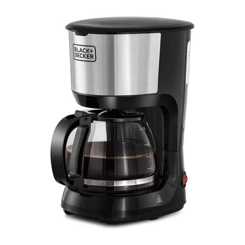 آلة صنع القهوة بلاك اند ديكر بقدرة 750 واط و سعة 1.25 لتر لتجربة قهوة مثالية - اسود و فضي | Black+Decker 750W 10-Cup Drip Coffee Maker 1.25L - Black & Silver