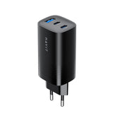 شاحن سفر هافيت UC20UK بتقنية GaN وقدرة 67W وثلاثة منافذ - أسود | Havit UC20UK 67W GaN 3-Port Travel Charger - Black