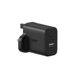 UGREEN 20W 2-Port Fast Charger UK Black - شاحن سريع يوجرين 20 واط منفذين أسود