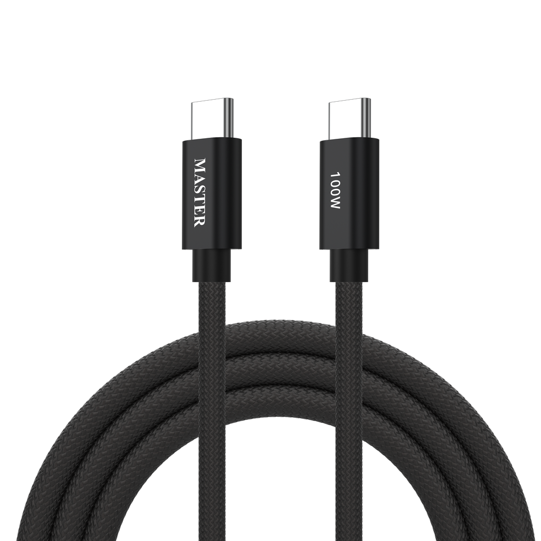 كيبل ماستر مظفر تايب سي الى تايب سي بقدرة شحن 100 واط وطول 1.2 متر | Master Braided 100W Cable USB-C to USB-C 1.2M